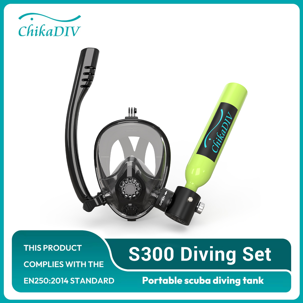 Oxygen Mask Non-Rebreather - ChikaDIV 0.5L Volledig Gezichts Snorkelmasker Met